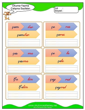 ç sesi Çalışma Sayfaları